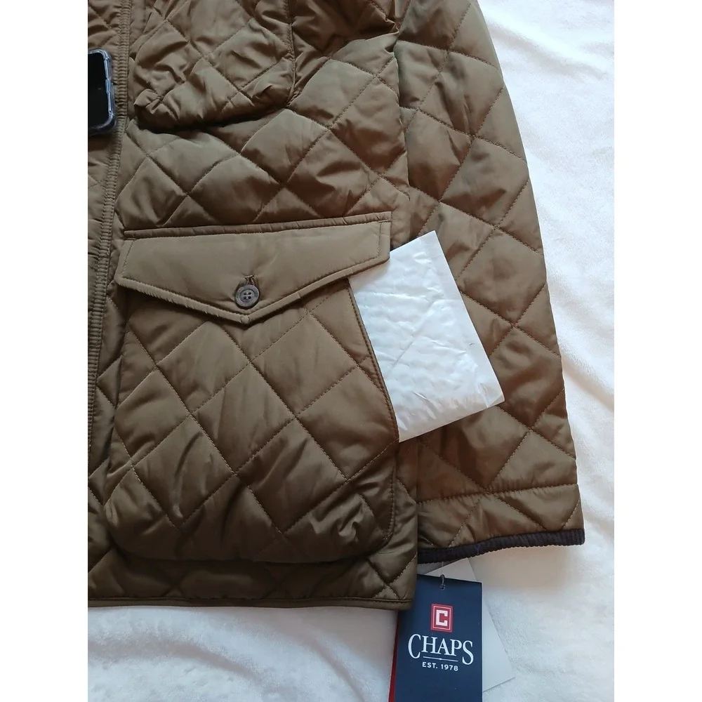 Brown Chaps Quilted Barn Corduroy Collar Puffer Jacket
